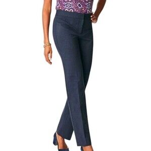 Talbots Straight Leg Pants Women's 18W Herringbone Minimalist Navy Hemmed Office
